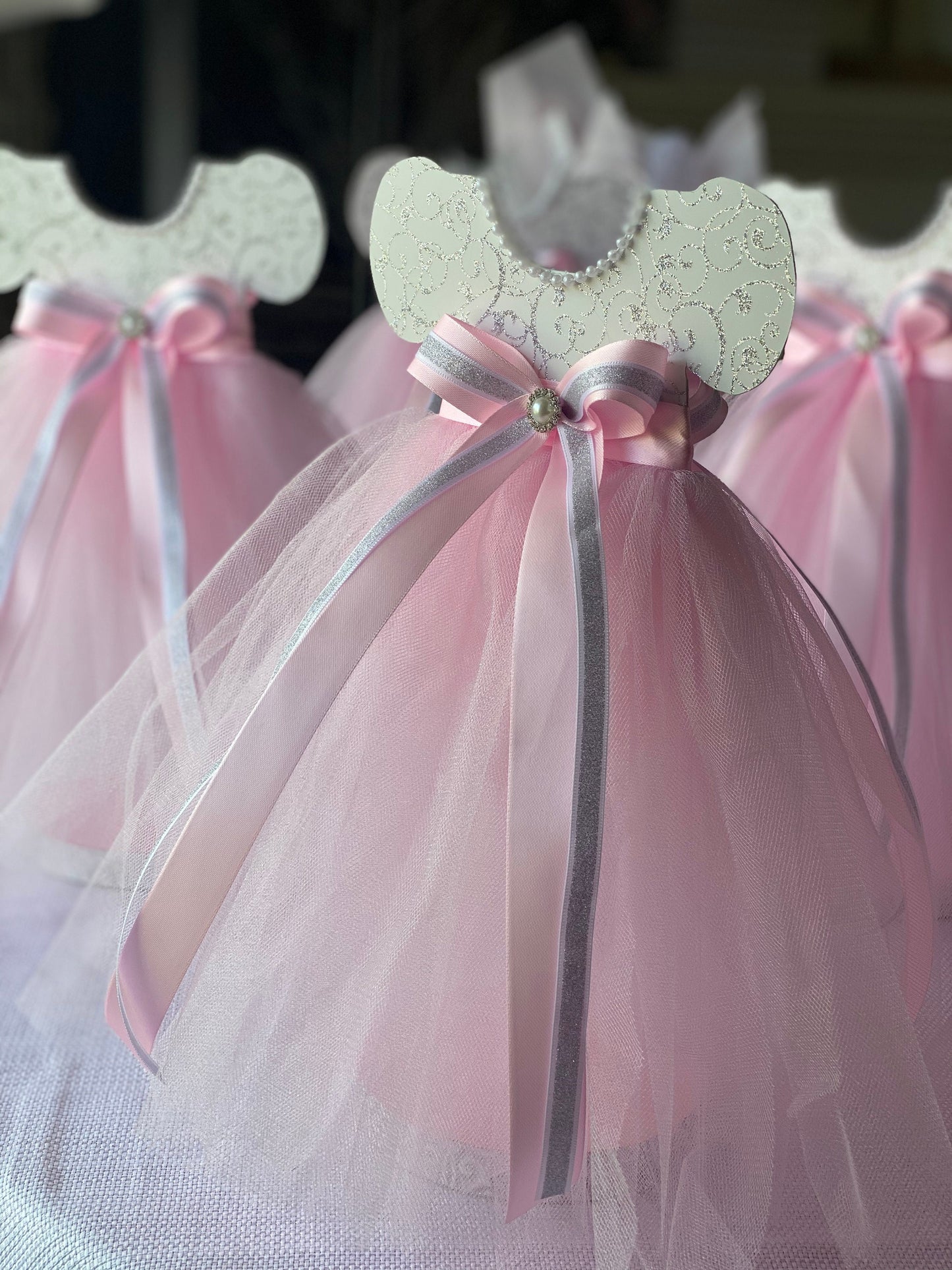 Tutu dress Baby Shower Centerpiece, Silver and Pink Centerpiece