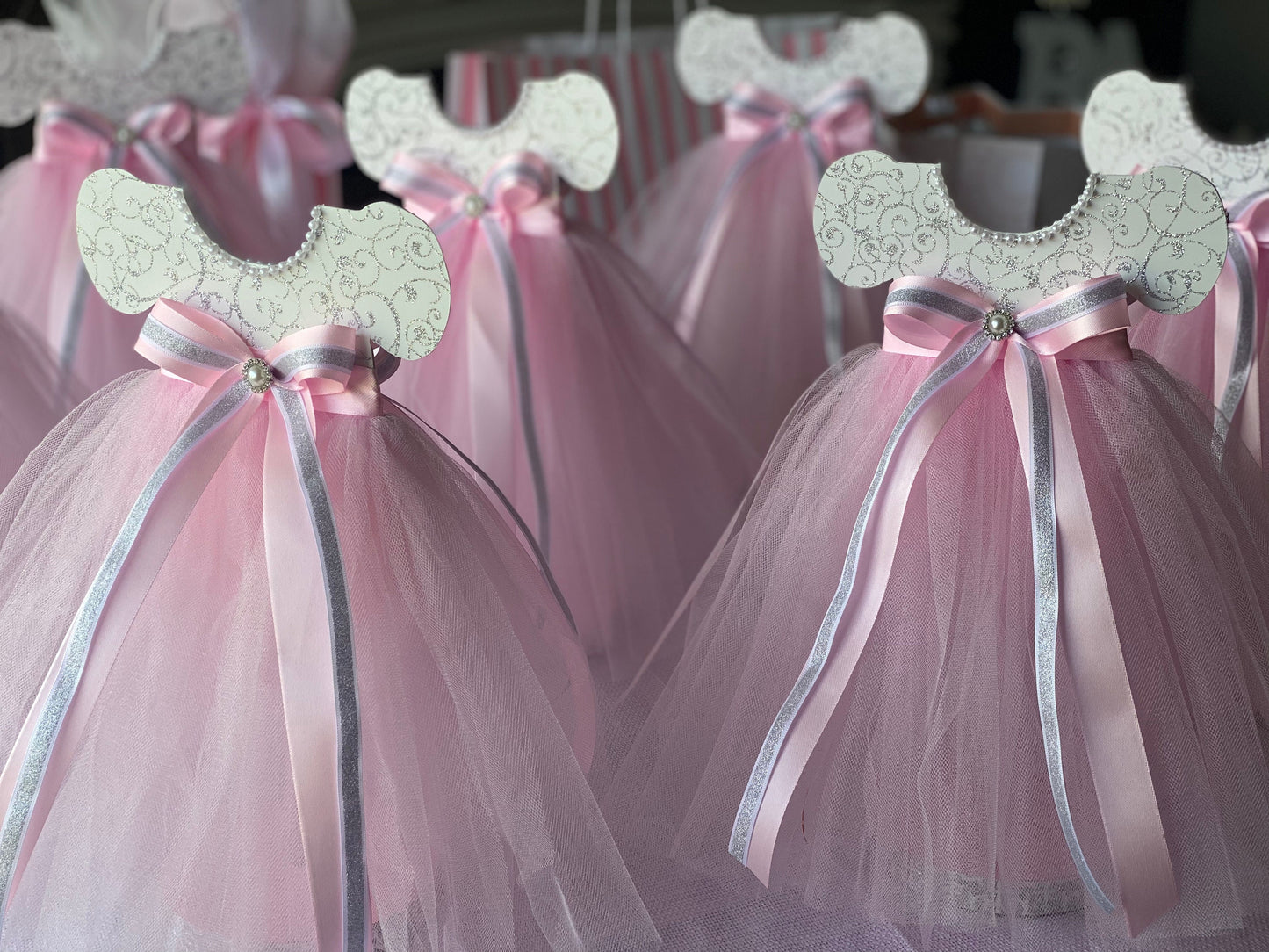 Tutu dress Baby Shower Centerpiece, Silver and Pink Centerpiece