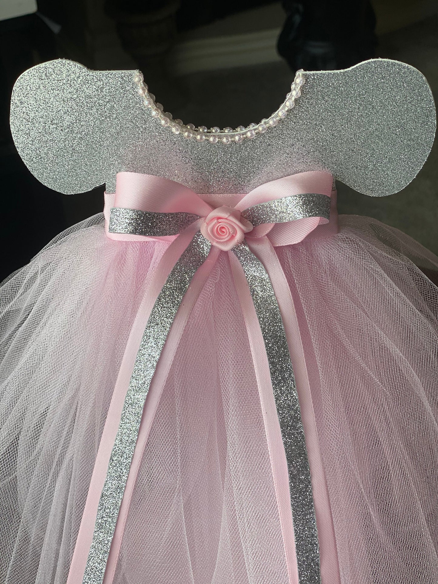 Tutu Centerpiece Girl Baby Shower color Silver & Pink