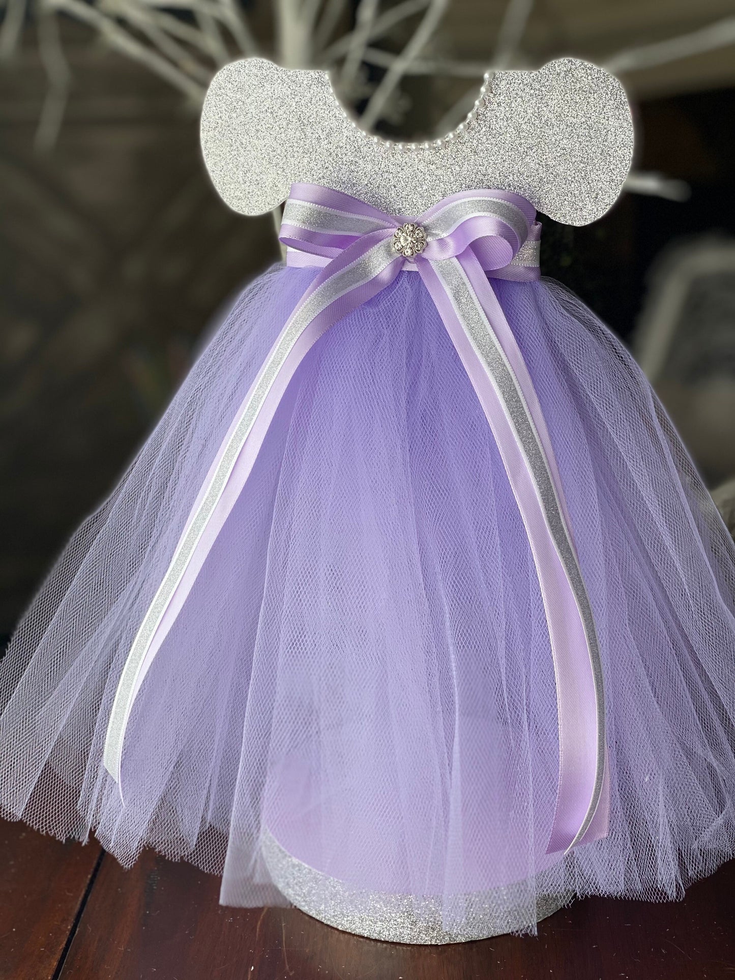 Tutu purple Dress centerpiece, Purple Tutu Centerpiece, baby Shower Centerpiece