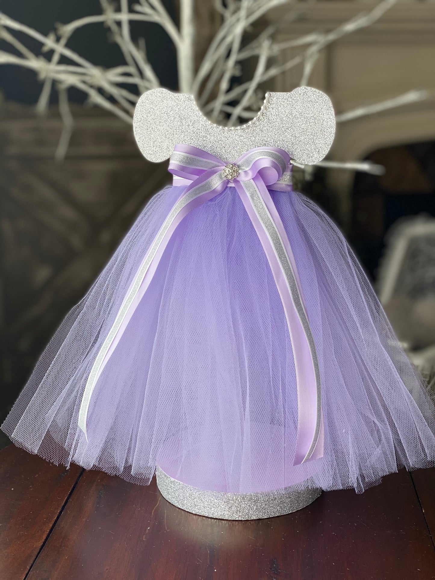 Tutu purple Dress centerpiece, Purple Tutu Centerpiece, baby Shower Centerpiece