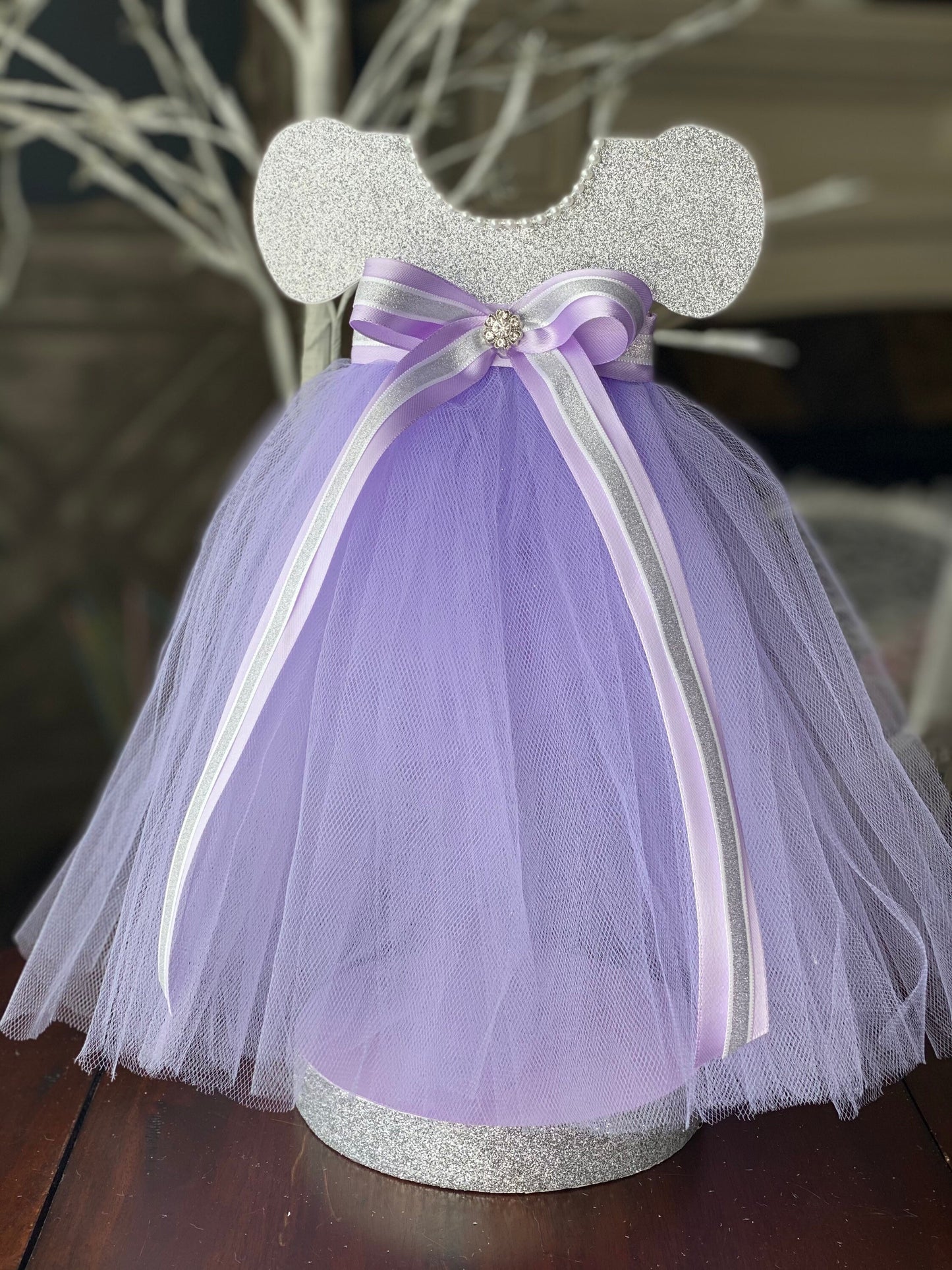 Tutu purple Dress centerpiece, Purple Tutu Centerpiece, baby Shower Centerpiece