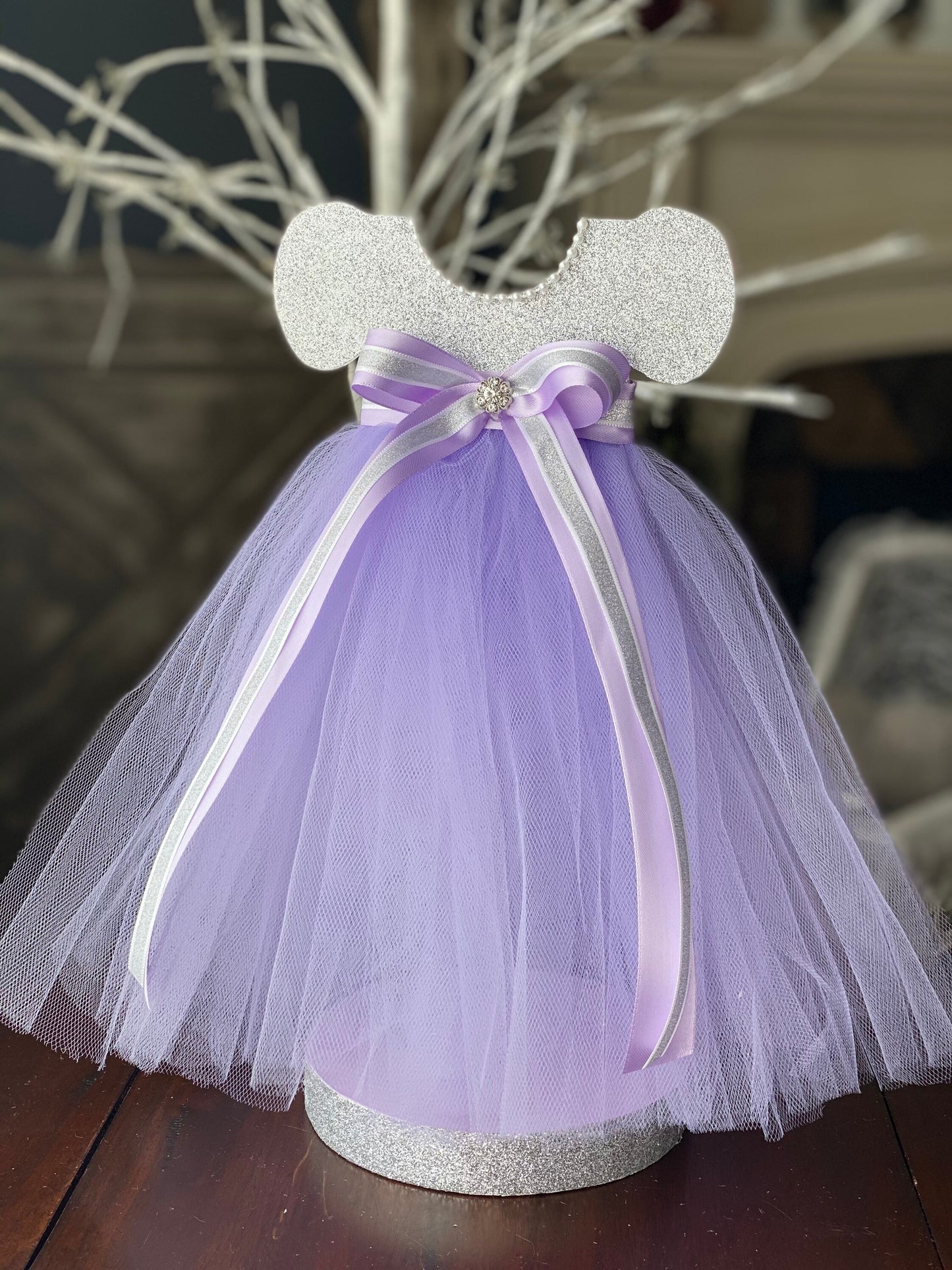 Tutu purple Dress centerpiece, Purple Tutu Centerpiece, baby Shower Centerpiece