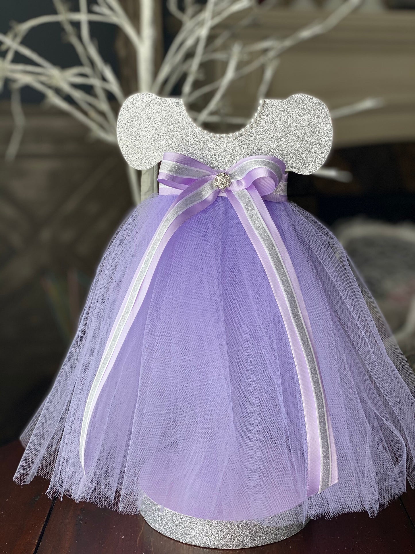 Tutu purple Dress centerpiece, Purple Tutu Centerpiece, baby Shower Centerpiece