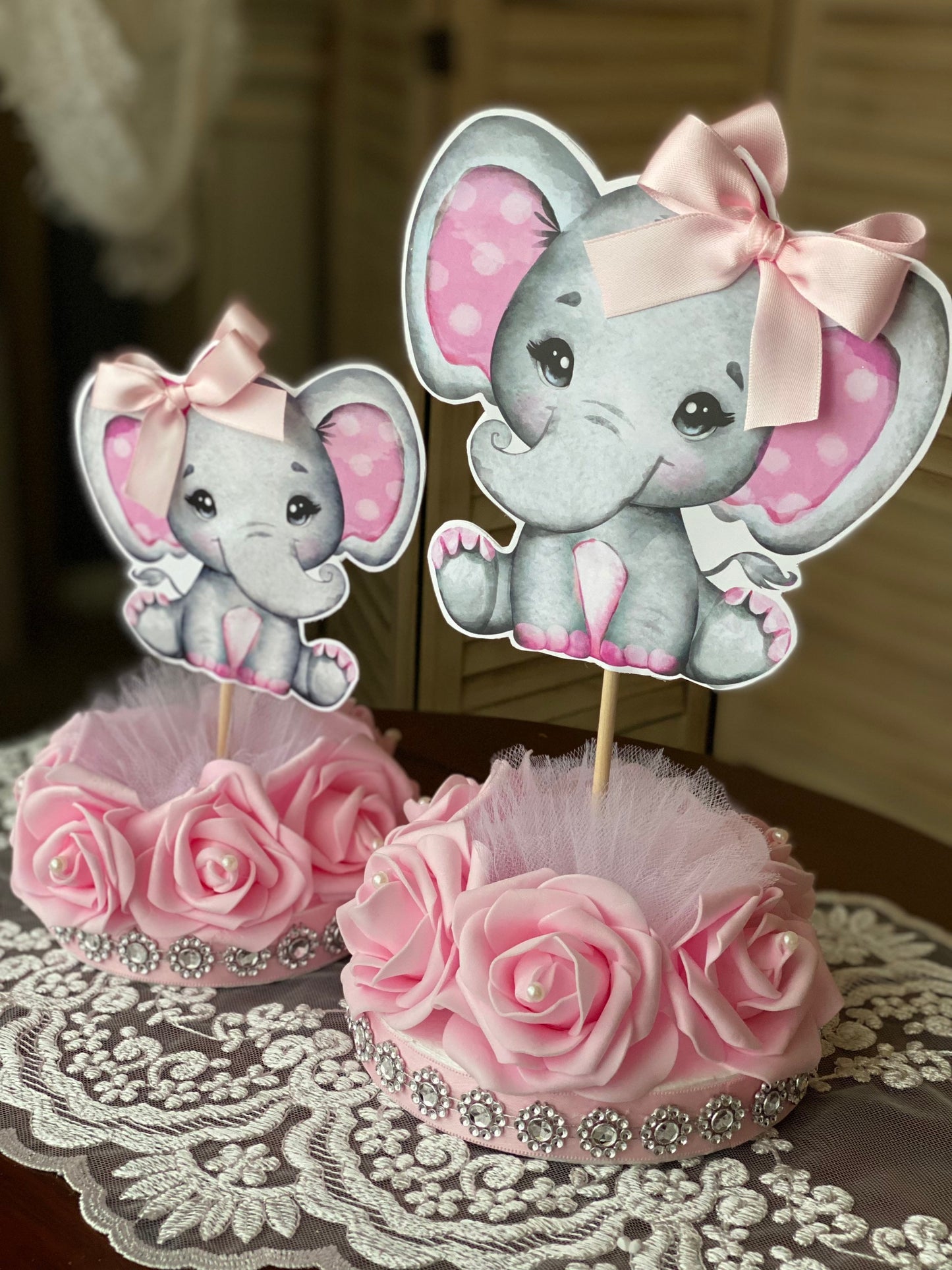 Girl Elephant, Baby Pink Elephant, Girl Baby Showl Elephant