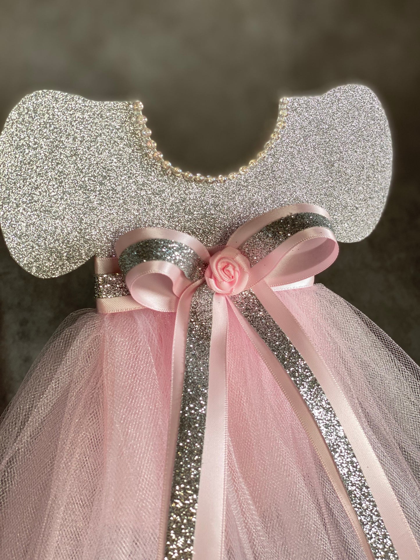 Tutu Centerpiece Girl Baby Shower color Silver & Pink