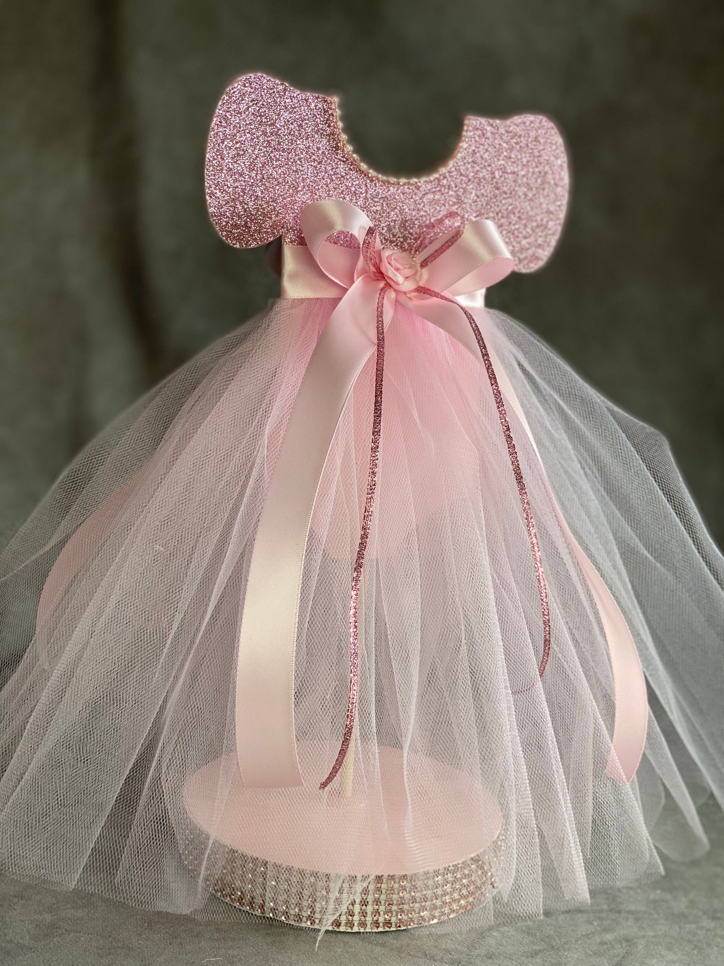 RoseGold Baby shower Centerpiece, Rose Gold Tutu Dress, Pink and Gold Centerpiece, Girl Baby Shower Centerpiece, RoseGold Centerpiece
