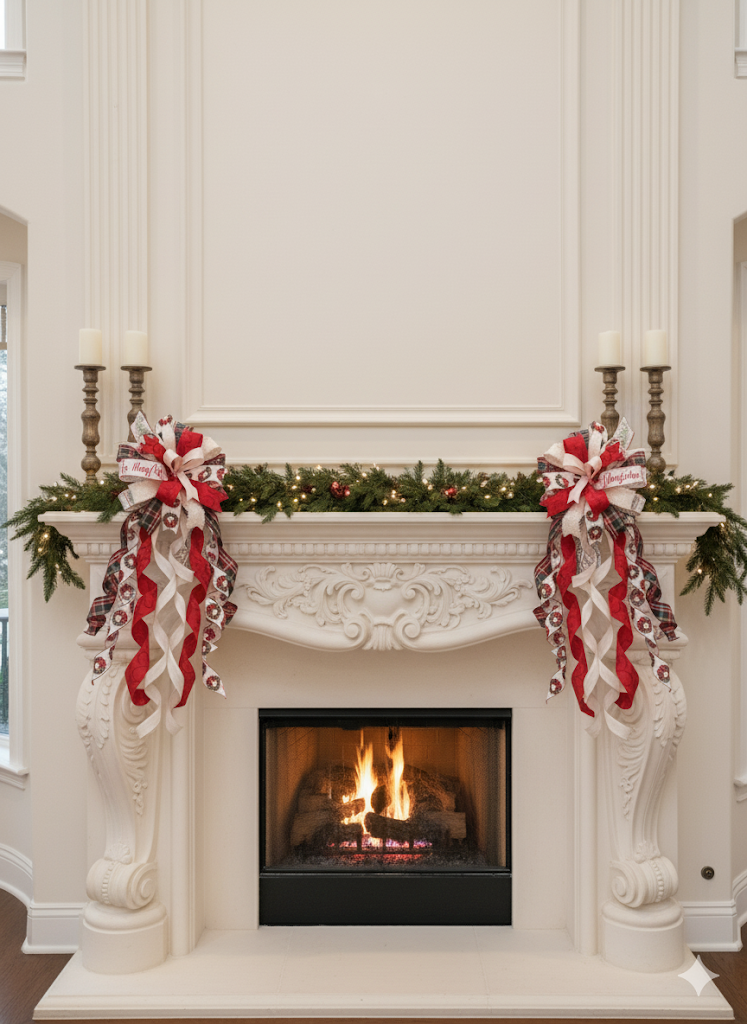 Traditional Christmas Tree Bow, Elegant Traditional Plaid Christmas Tree Topper Bow