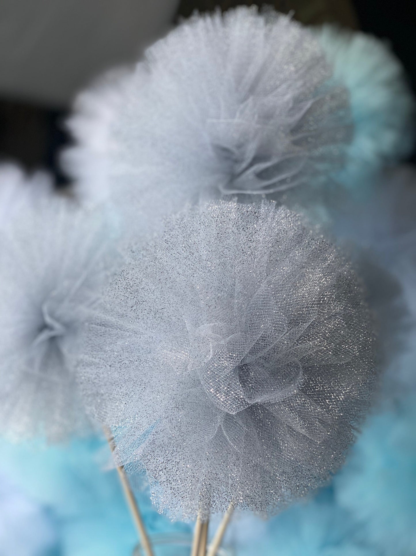 Glitter Pompom with Stick, Different Colors