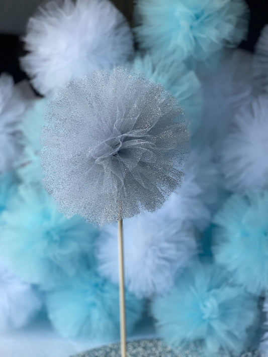 Glitter Pompom with Stick, Different Colors