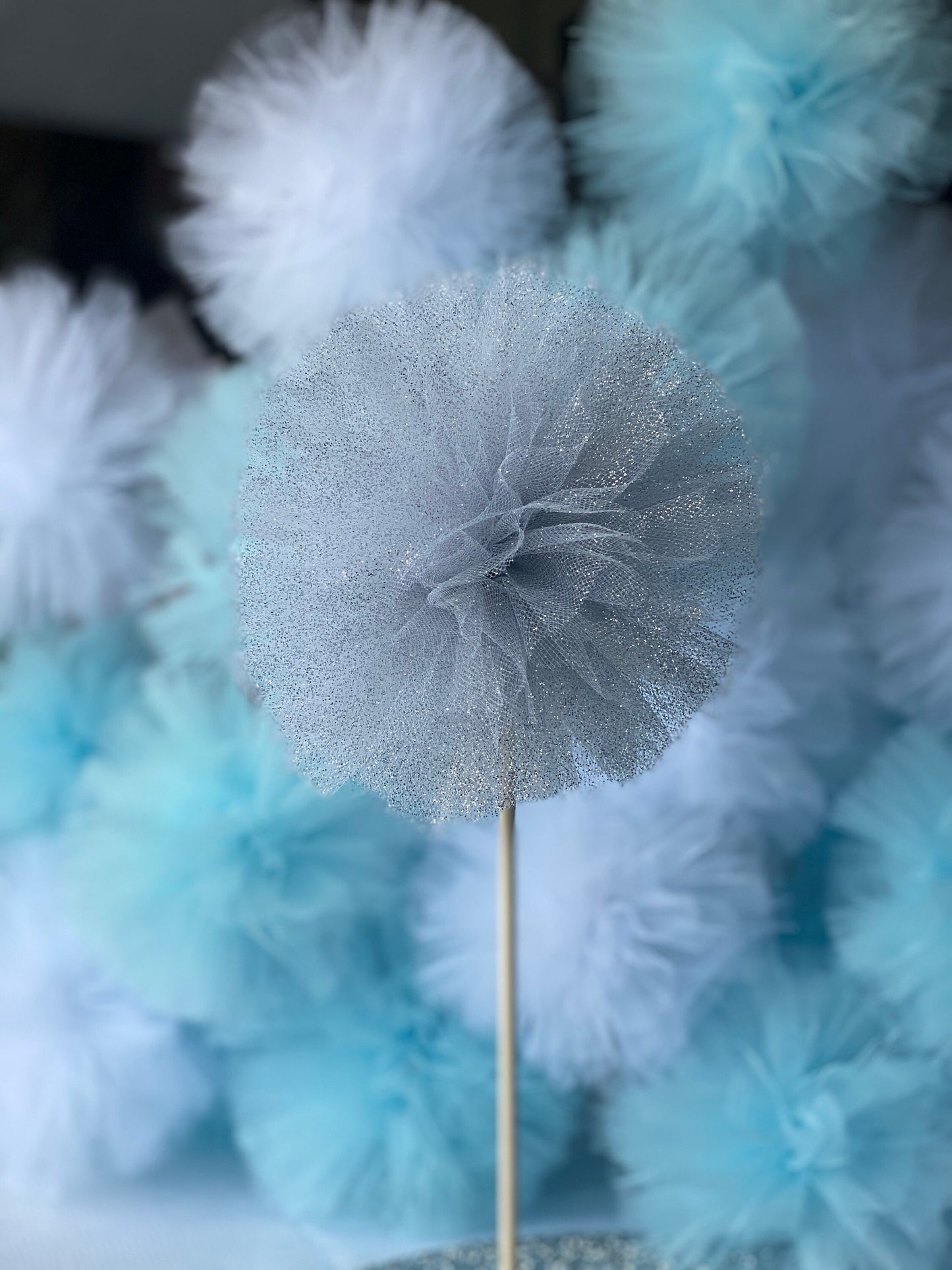 Glitter Pompom with Stick, Different Colors