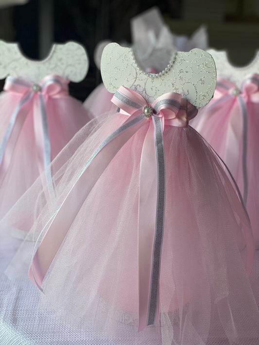 Tutu dress Baby Shower Centerpiece, Silver and Pink Centerpiece