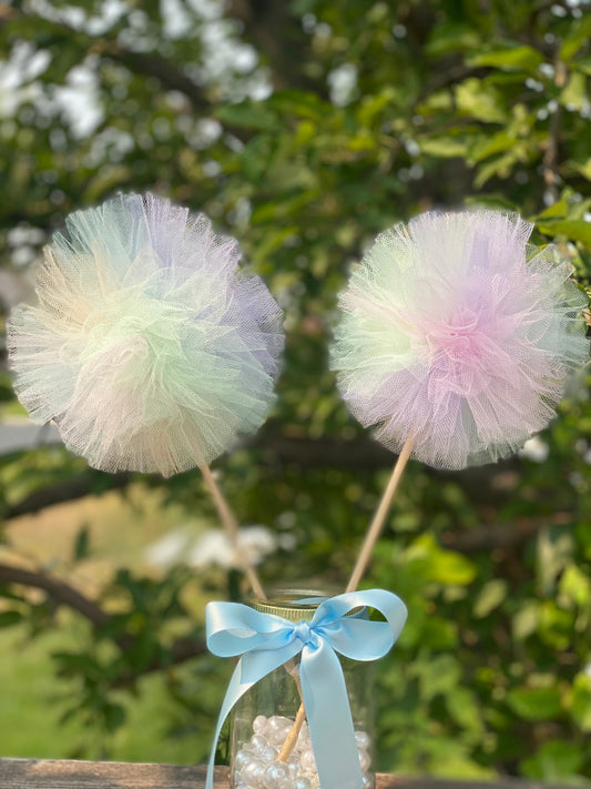 Tulle Pom Pom Multicolored, Party decorations Pom-Pom Wands and Centerpiece